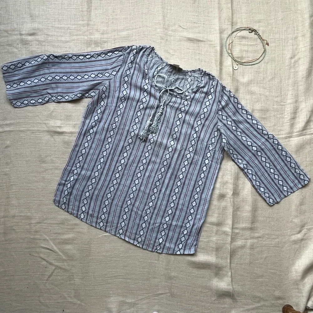 Boho Abstract Striped Tunic Top - Picture 3 of 10